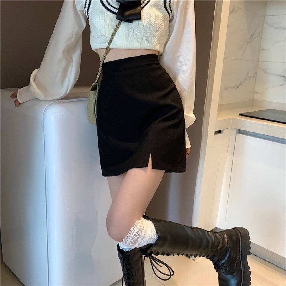 【台灣發貨】韓版高腰顯瘦小個子半身裙 裙子 褲裙 長裙 女裝【P219】-細節圖2