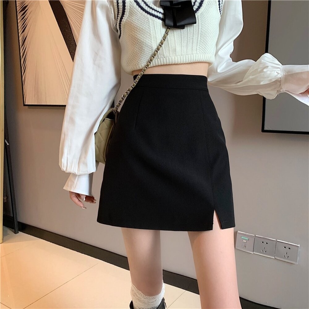 【台灣發貨】韓版高腰顯瘦小個子半身裙 裙子 褲裙 長裙 女裝【P219】-細節圖7