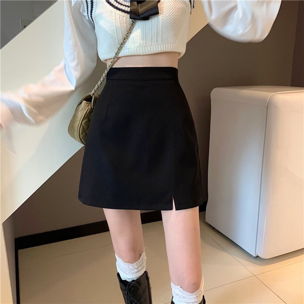 【台灣發貨】韓版高腰顯瘦小個子半身裙 裙子 褲裙 長裙 女裝【P219】-細節圖8