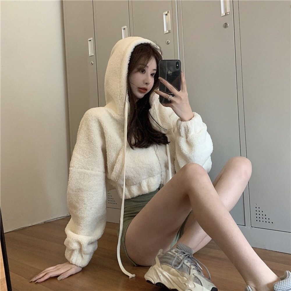 【台灣發貨】韓版連帽拉鍊顯瘦小個子短版外套 外套 防曬外套 女裝 上衣 衣服 【J180】-細節圖5