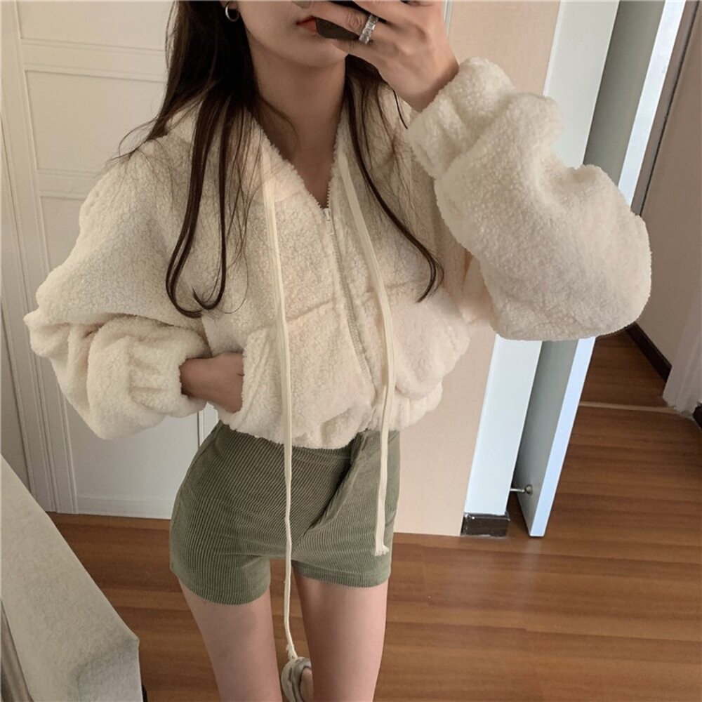 【台灣發貨】韓版連帽拉鍊顯瘦小個子短版外套 外套 防曬外套 女裝 上衣 衣服 【J180】-細節圖6
