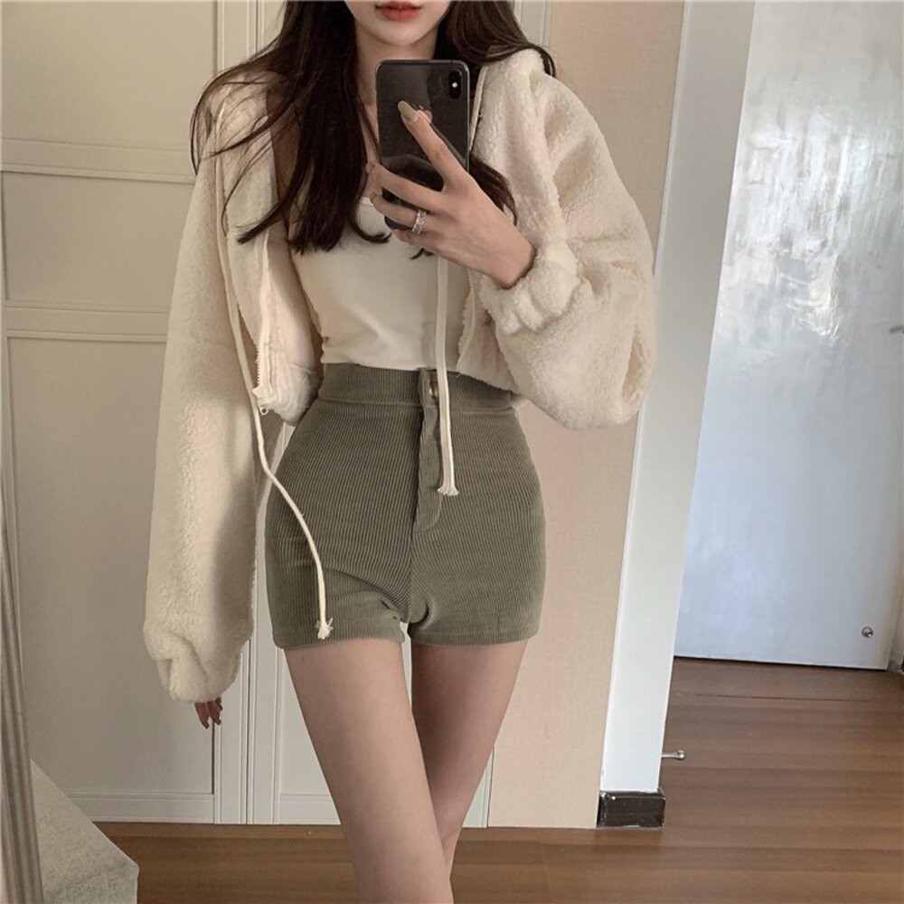 【台灣發貨】韓版連帽拉鍊顯瘦小個子短版外套 外套 防曬外套 女裝 上衣 衣服 【J180】-細節圖7