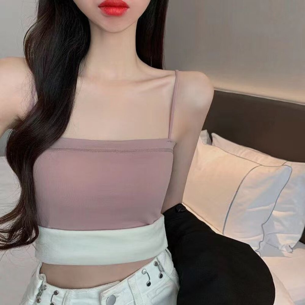 【台灣發貨】韓版保暖薄絨加厚平口背心 小可愛 背心 衣服 女裝 上衣【V233】-細節圖7