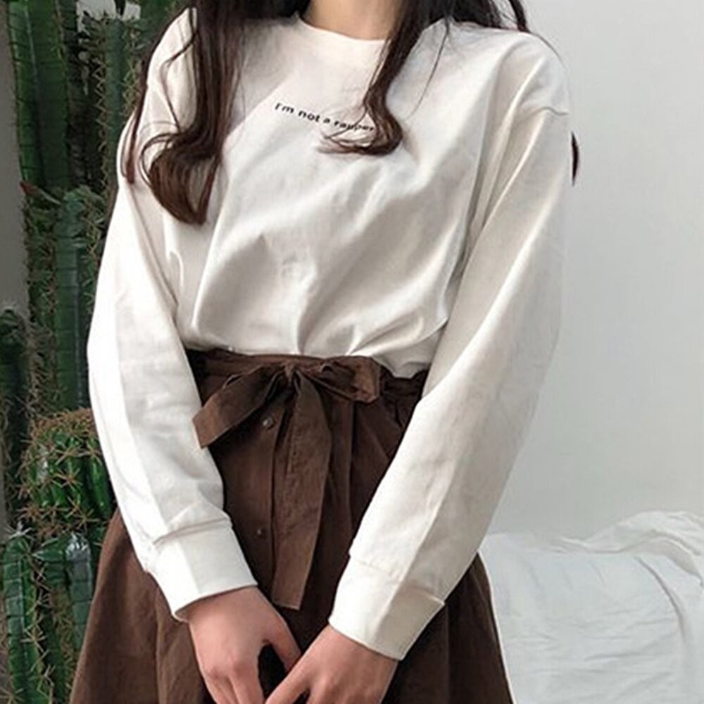 【台灣發貨】韓版寬鬆字母長袖上衣 長袖上衣 長袖t恤 衣服 女裝 上衣【W341】-細節圖3