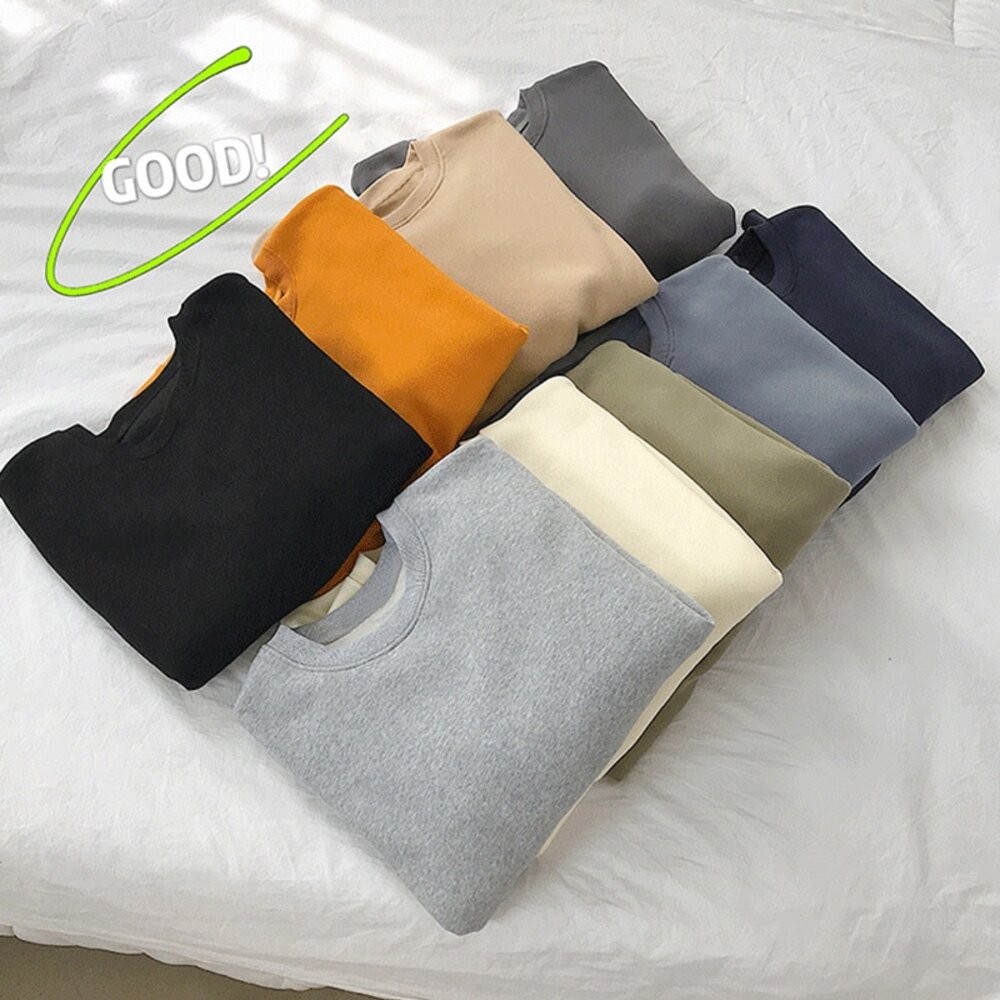 【台灣發貨】韓版刷毛寬鬆慵懶風長袖上衣 長袖上衣 長袖t恤 衣服 女裝 上衣【W21】-細節圖5