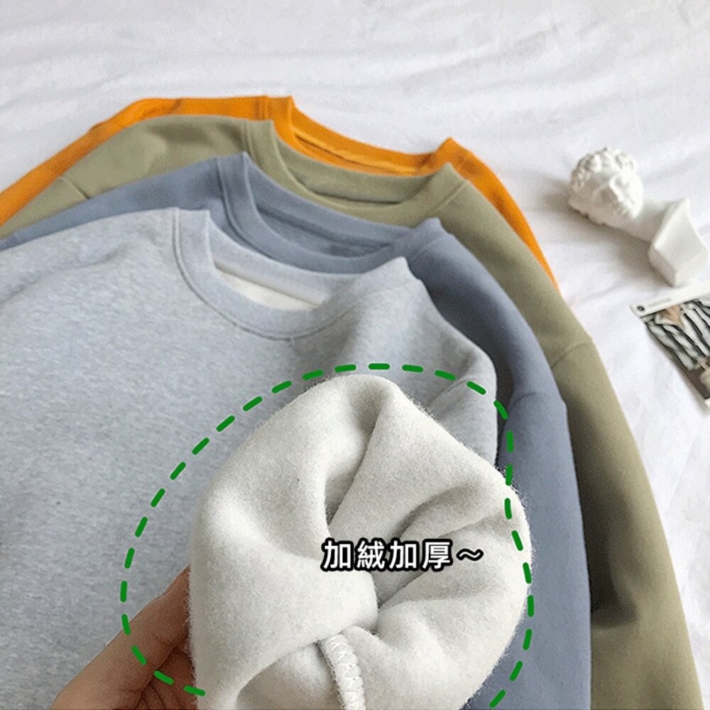 【台灣發貨】韓版刷毛寬鬆慵懶風長袖上衣 長袖上衣 長袖t恤 衣服 女裝 上衣【W21】-細節圖9