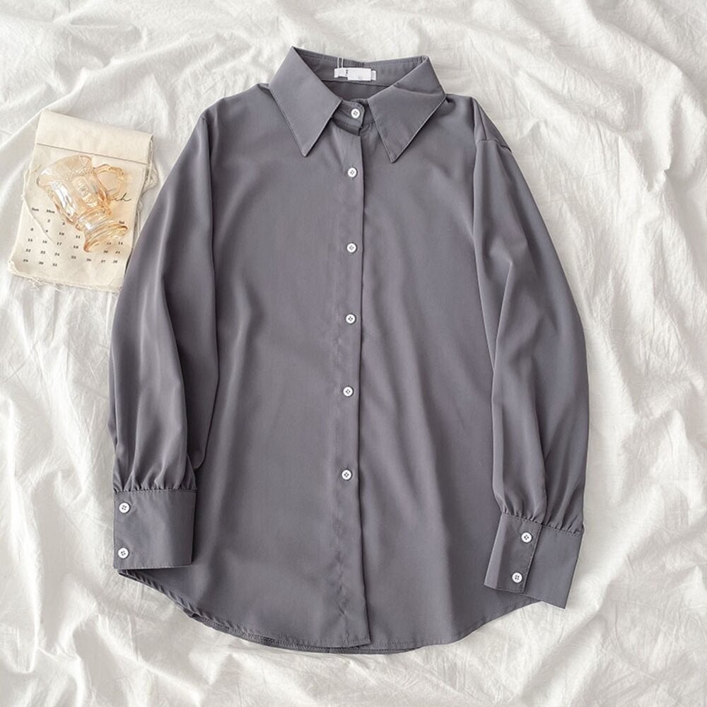 【台灣發貨】韓版寬鬆中長款小眾襯衫 長袖上衣 長袖t恤 衣服 女裝 上衣【W319】-細節圖3