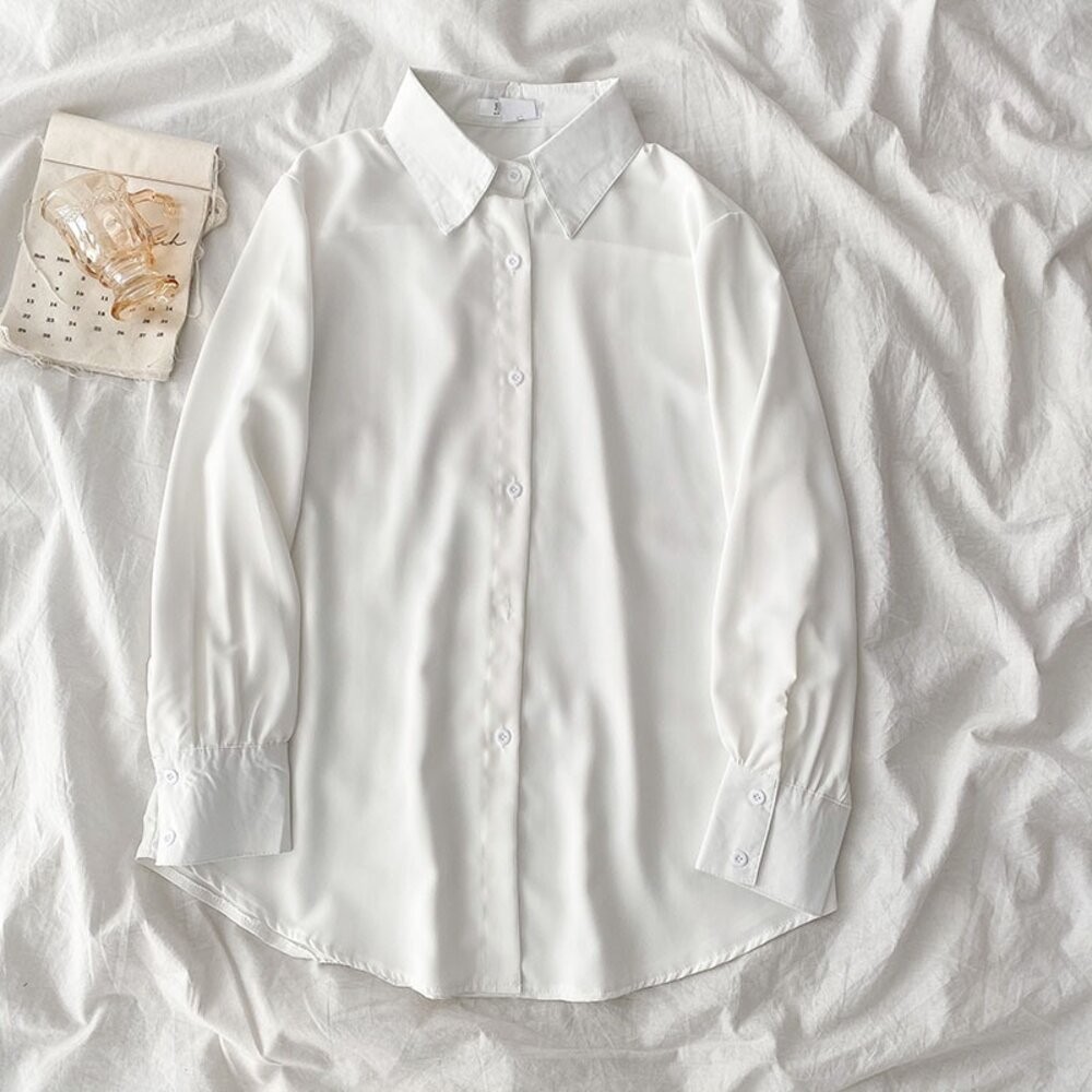 【台灣發貨】韓版寬鬆中長款小眾襯衫 長袖上衣 長袖t恤 衣服 女裝 上衣【W319】-細節圖7