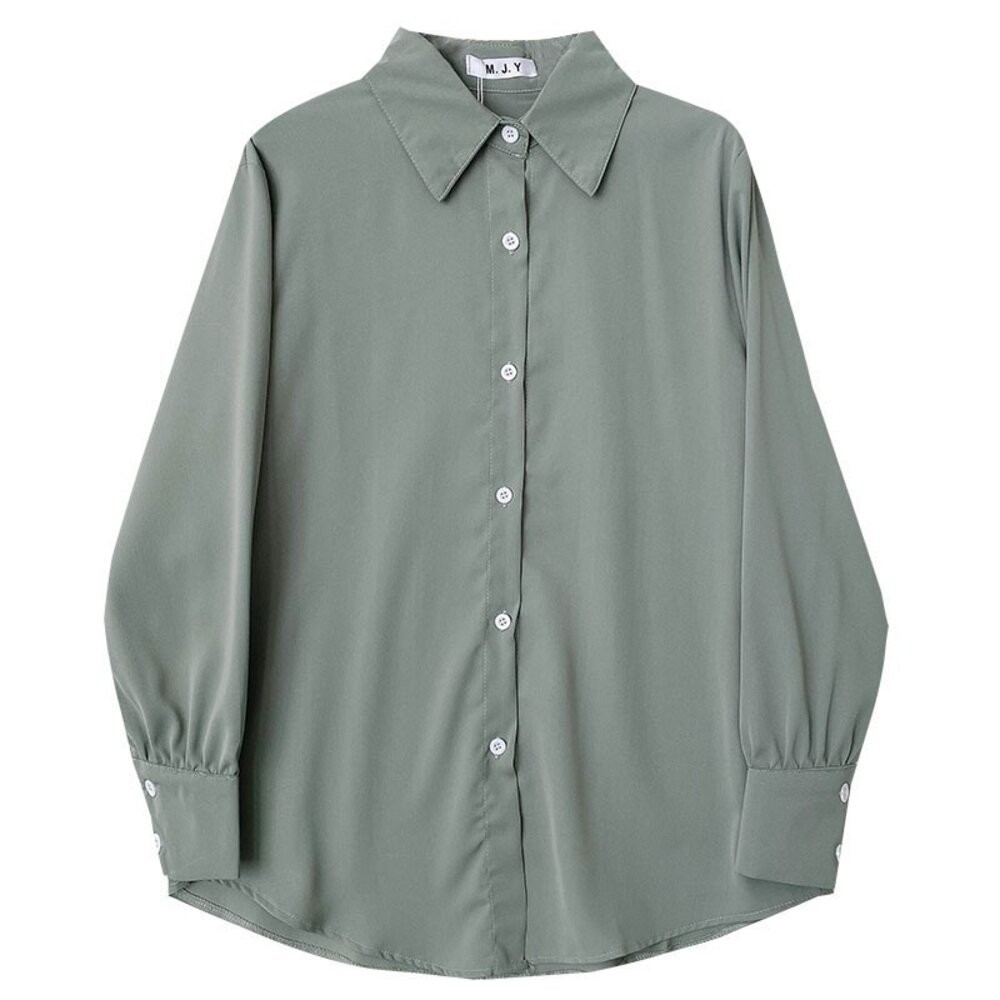 【台灣發貨】韓版寬鬆中長款小眾襯衫 長袖上衣 長袖t恤 衣服 女裝 上衣【W319】-細節圖9