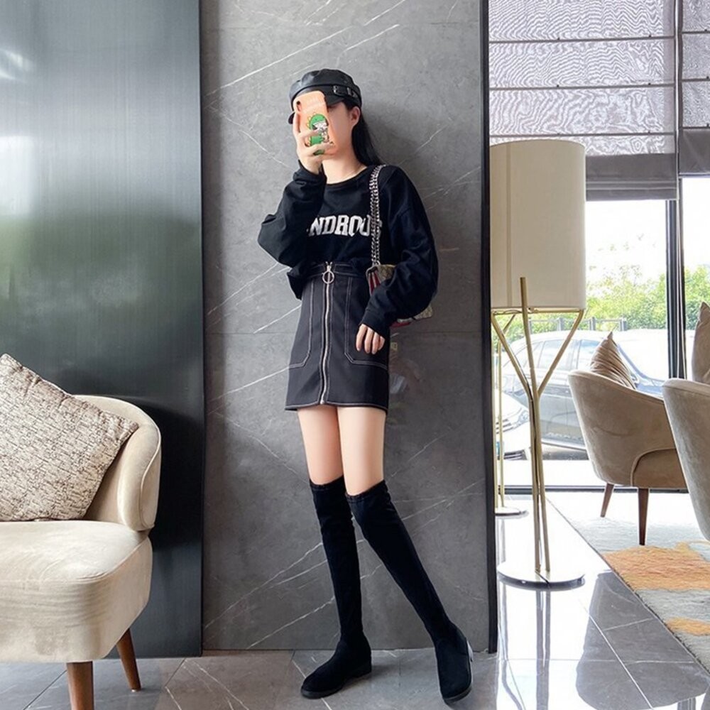 【台灣發貨】韓版毛絨高筒絨面過膝靴【O115】-細節圖3