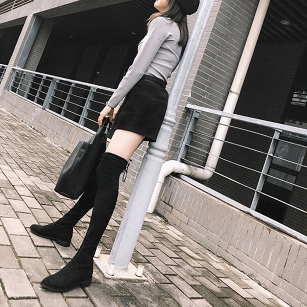 【台灣發貨】韓版毛絨高筒絨面過膝靴【O115】-細節圖4