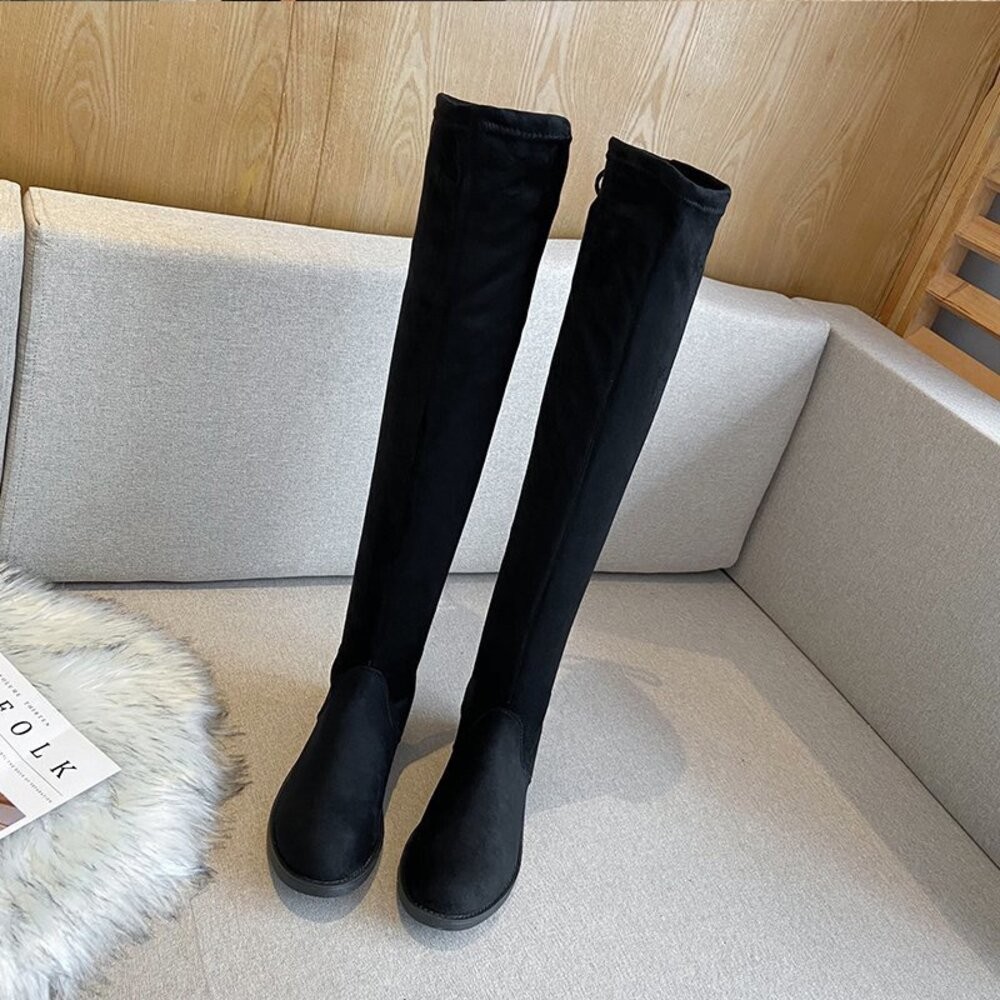 【台灣發貨】韓版毛絨高筒絨面過膝靴【O115】-細節圖8