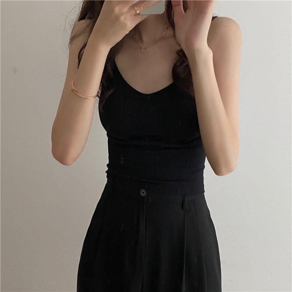 【台灣發貨】韓版百搭寬肩背心 帶胸墊免穿內衣 小可愛 背心 衣服 女裝 上衣【V166】-細節圖5