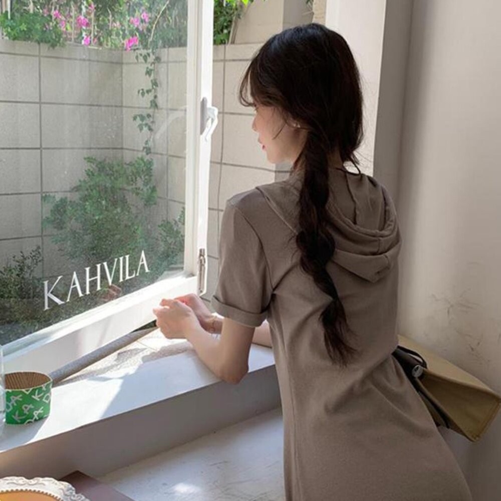 【台灣發貨】韓版設計感顯瘦連帽連衣裙 連身裙 吊帶裙 吊帶褲 女裝【S214】-細節圖2