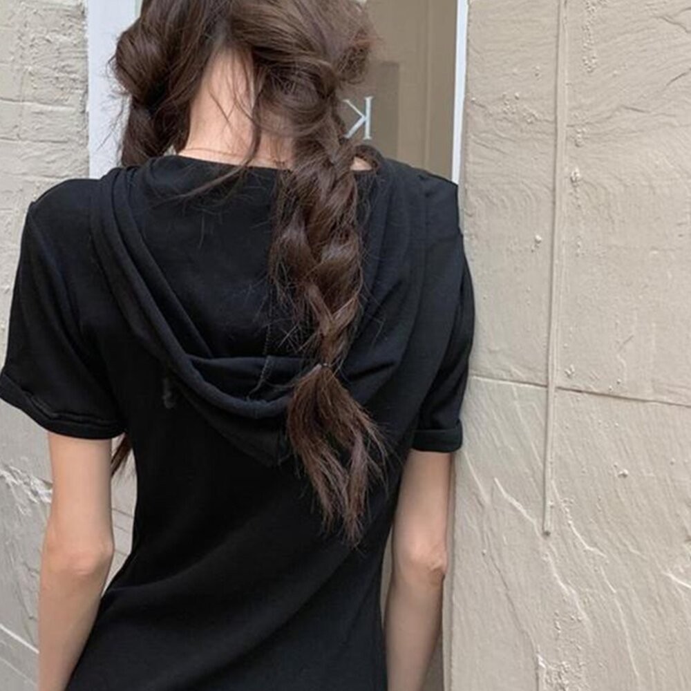 【台灣發貨】韓版設計感顯瘦連帽連衣裙 連身裙 吊帶裙 吊帶褲 女裝【S214】-細節圖9