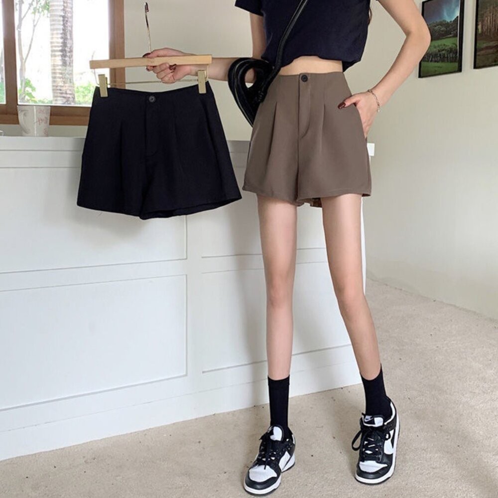 【台灣發貨】韓版寬鬆顯瘦直筒西裝短褲 短褲 褲子 女裝【P195】-細節圖3