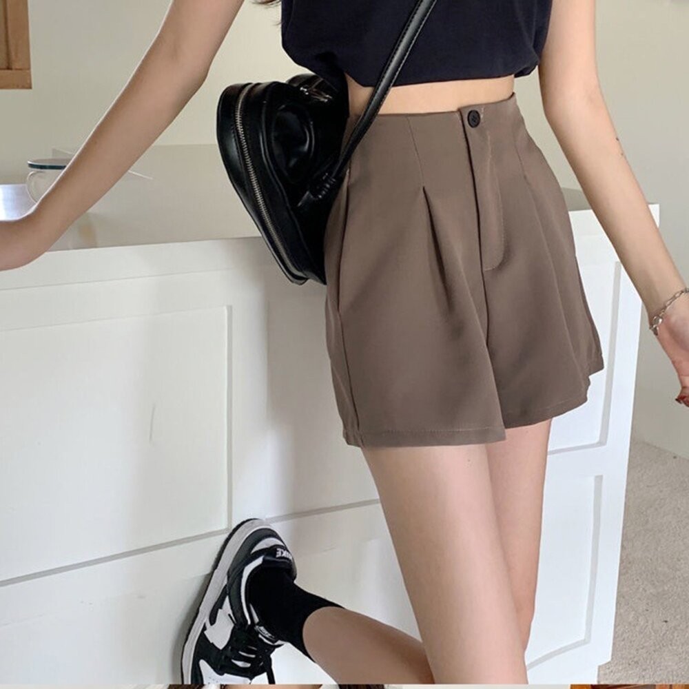 【台灣發貨】韓版寬鬆顯瘦直筒西裝短褲 短褲 褲子 女裝【P195】-細節圖5