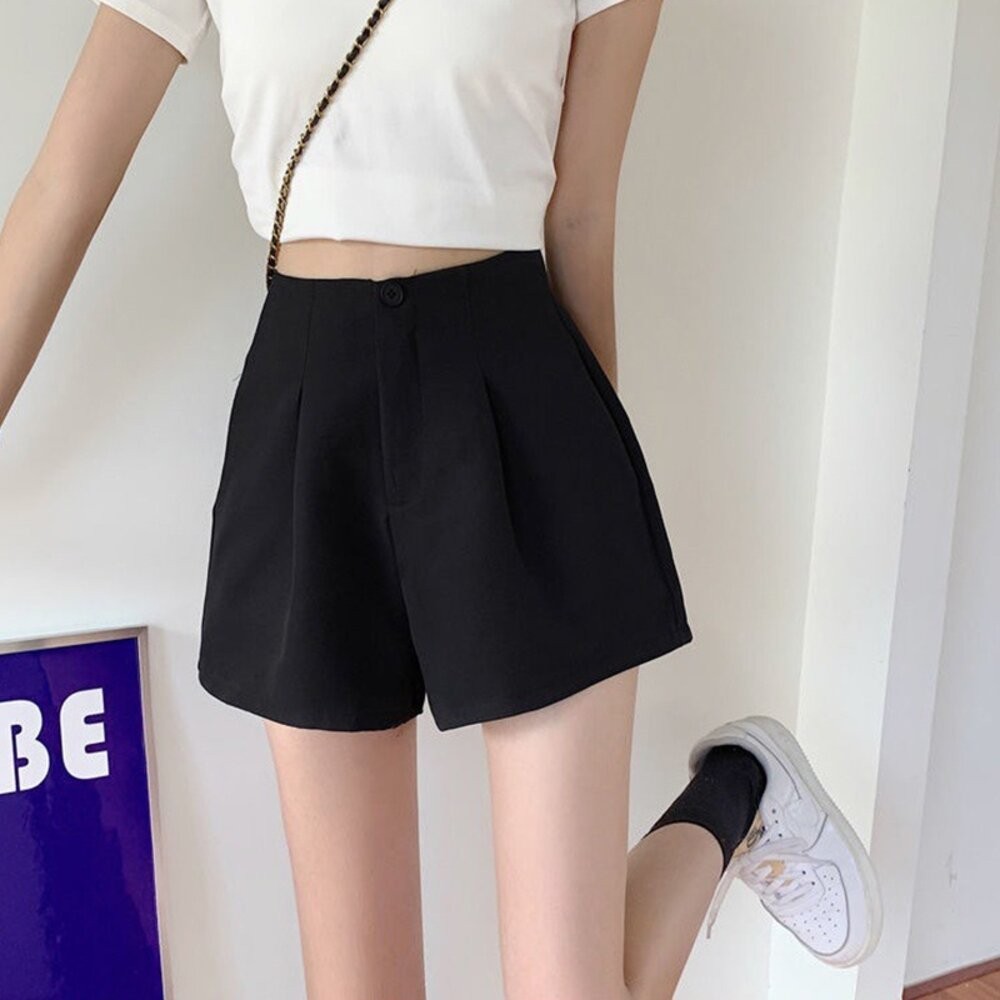【台灣發貨】韓版寬鬆顯瘦直筒西裝短褲 短褲 褲子 女裝【P195】-細節圖8