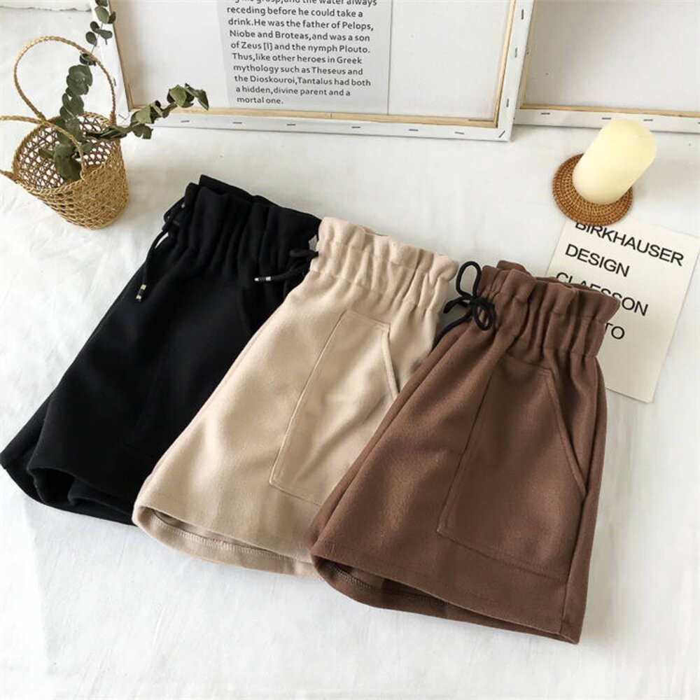 【台灣發貨】韓版寬鬆綁帶高腰短褲 短褲 褲子 女裝【P204】-細節圖3