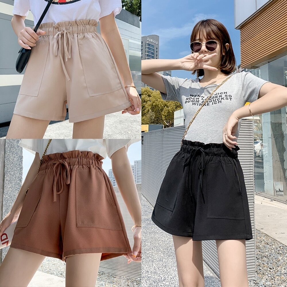 【台灣發貨】韓版寬鬆高腰顯瘦花苞短褲 短褲 褲子 女裝【P200】-細節圖5