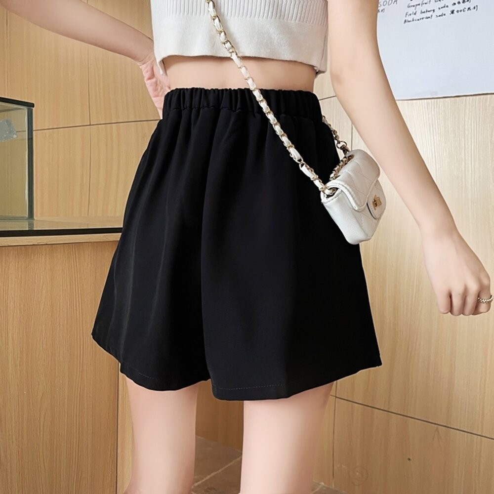 【台灣發貨】韓版高腰寬鬆顯瘦薄款短褲 A字褲 短褲 褲子 女裝【P185】-細節圖7