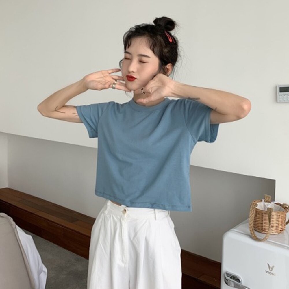 【台灣發貨】韓版寬鬆V領顯瘦短袖上衣 衣服 女裝 t恤 短袖t恤 上衣【T488】-細節圖7