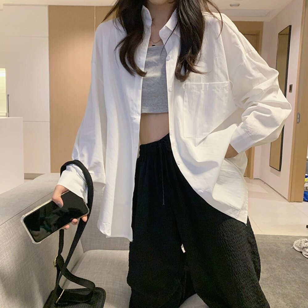 【台灣發貨】韓版慵懶風小個子寬鬆外套 外套 防曬外套 女裝 上衣 衣服 【J218】-細節圖5