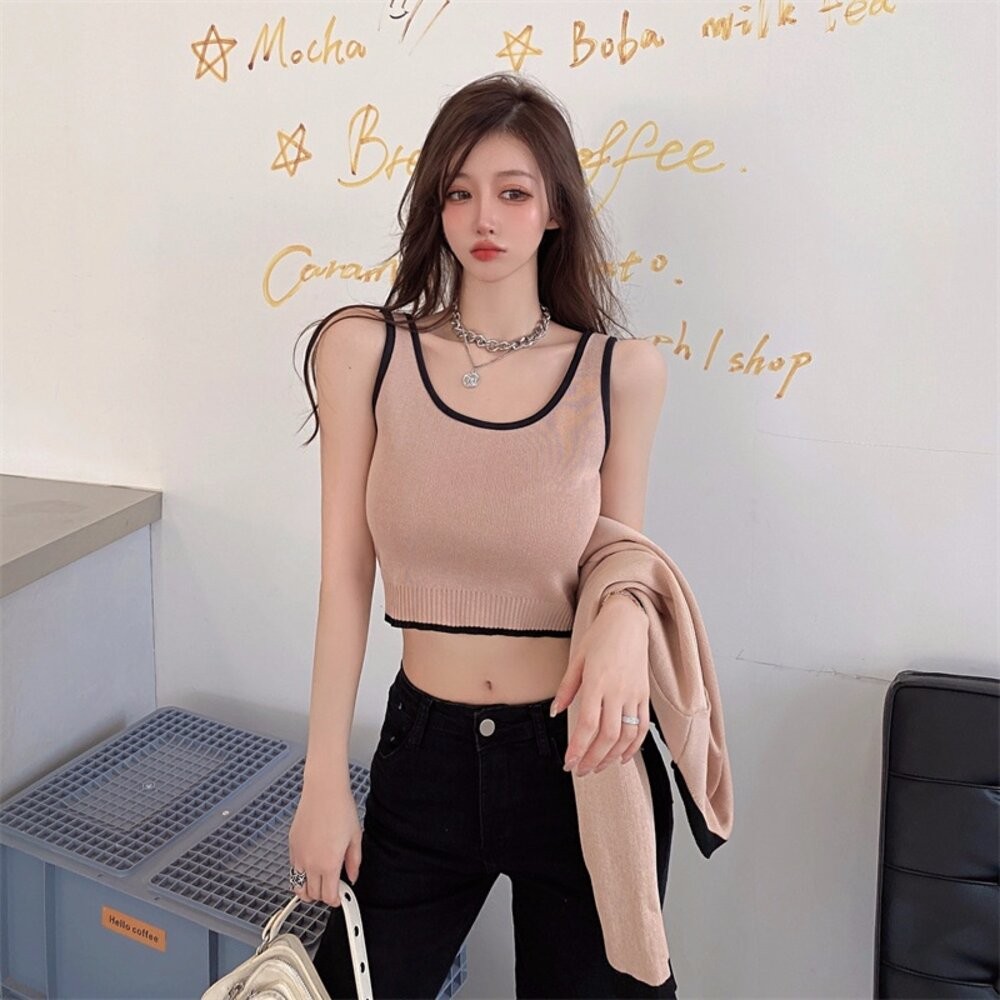 【台灣發貨】韓版小香風氣質撞色針織外套+針織背心 套裝 外套 防曬外套 女裝 上衣 衣服【V385】【J344】-細節圖3