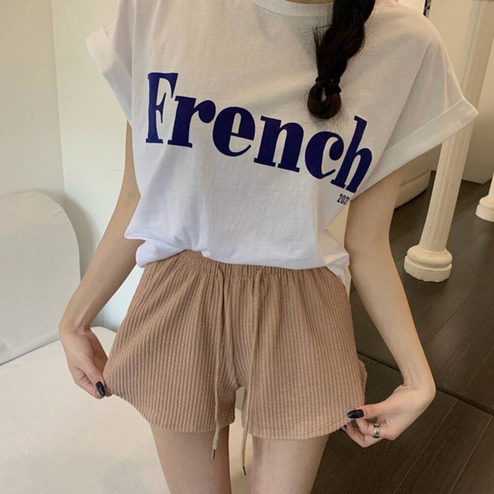 【台灣發貨】韓版居家休閒高腰短褲 短褲 褲子 女裝【P191】-細節圖4