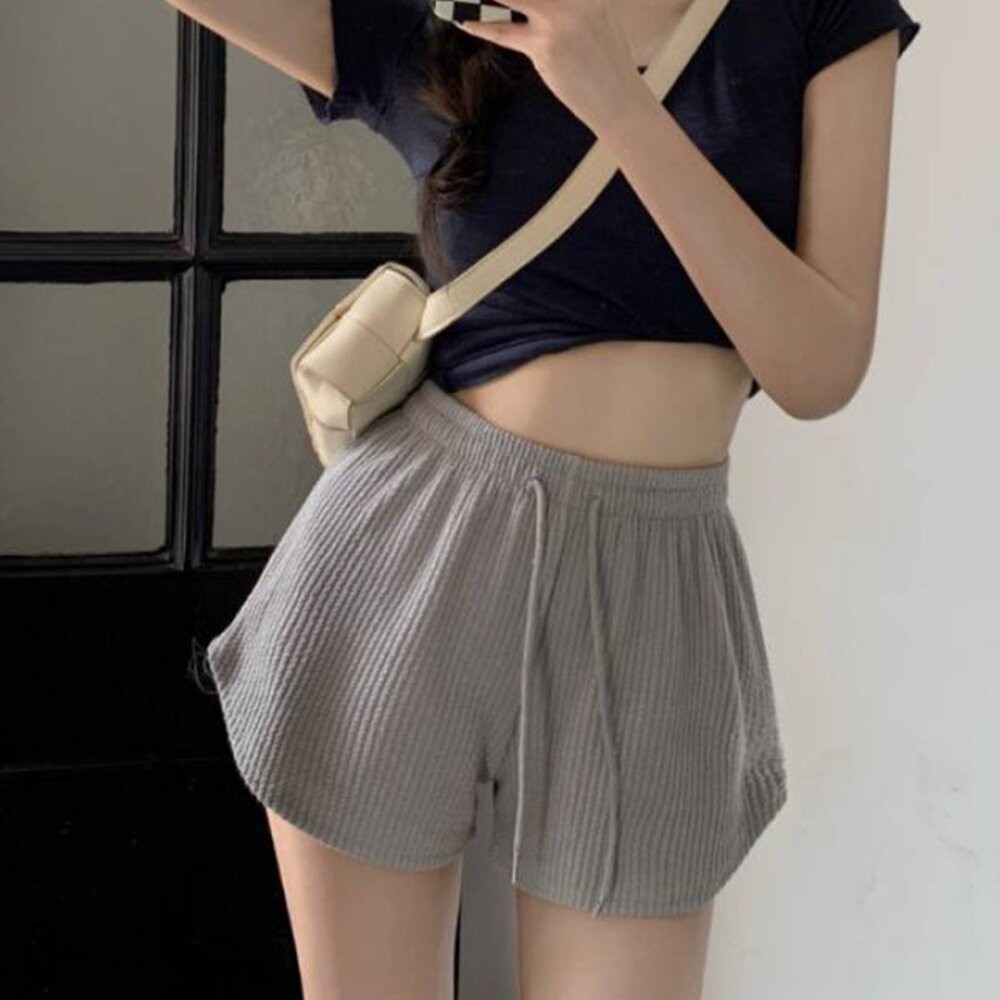 【台灣發貨】韓版居家休閒高腰短褲 短褲 褲子 女裝【P191】-細節圖6