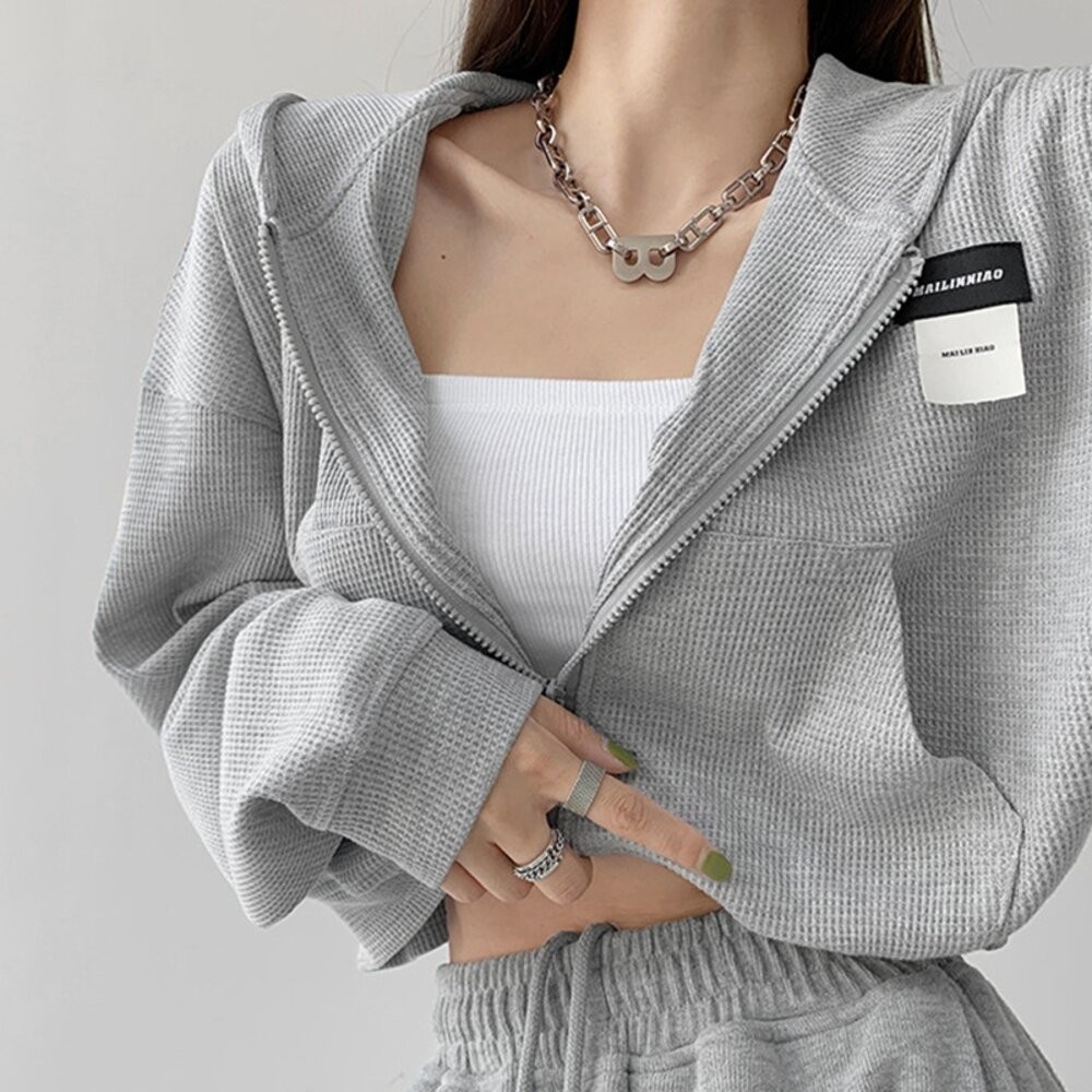 【台灣發貨】韓版顯瘦短版連帽外套 外套 防曬外套 女裝 上衣 衣服【J214】-細節圖7