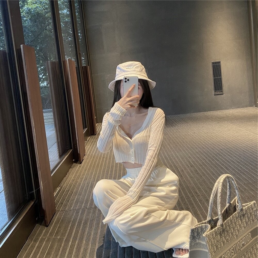 【台灣發貨】韓版V領長袖針織外套 外套 防曬外套 女裝 上衣 衣服 【J129】-細節圖2