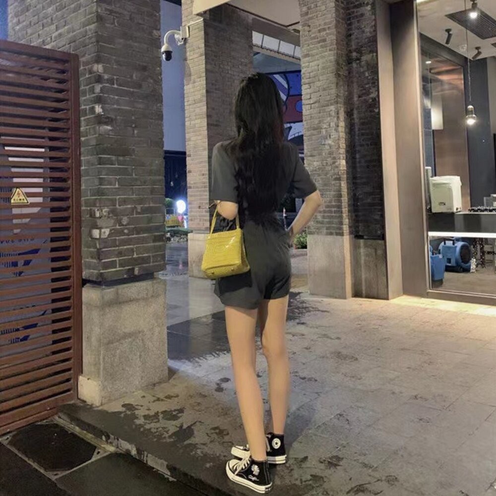 【台灣發貨】韓版收腰顯瘦雙排扣連體褲洋裝 連身裙 吊帶裙 吊帶褲 女裝【S192】-細節圖3