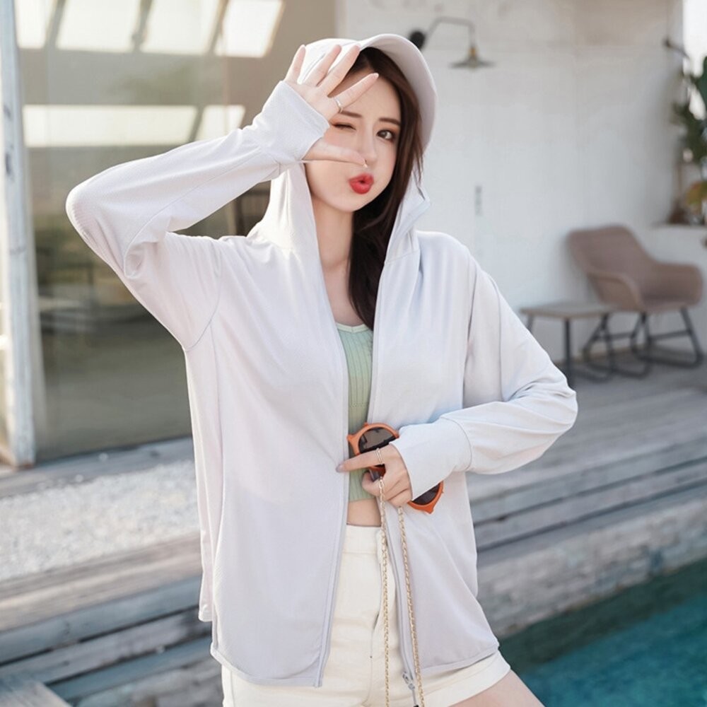 【台灣發貨】韓版薄款遮陽透氣防曬外套 外套 防曬外套 女裝 上衣 衣服 【J212】-細節圖3