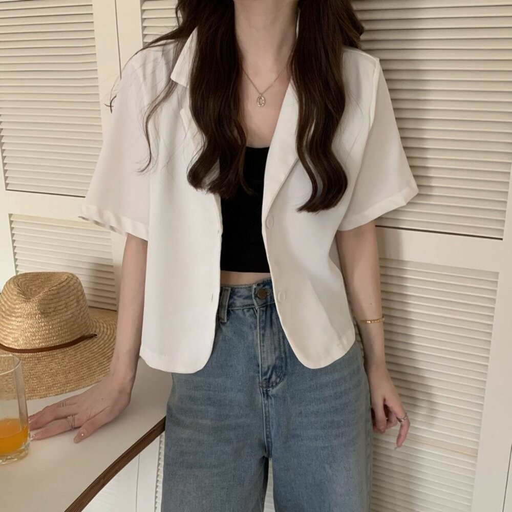 【台灣發貨】韓版短版薄款小西裝外套 外套 防曬外套 女裝 上衣 衣服 【J207】-細節圖7