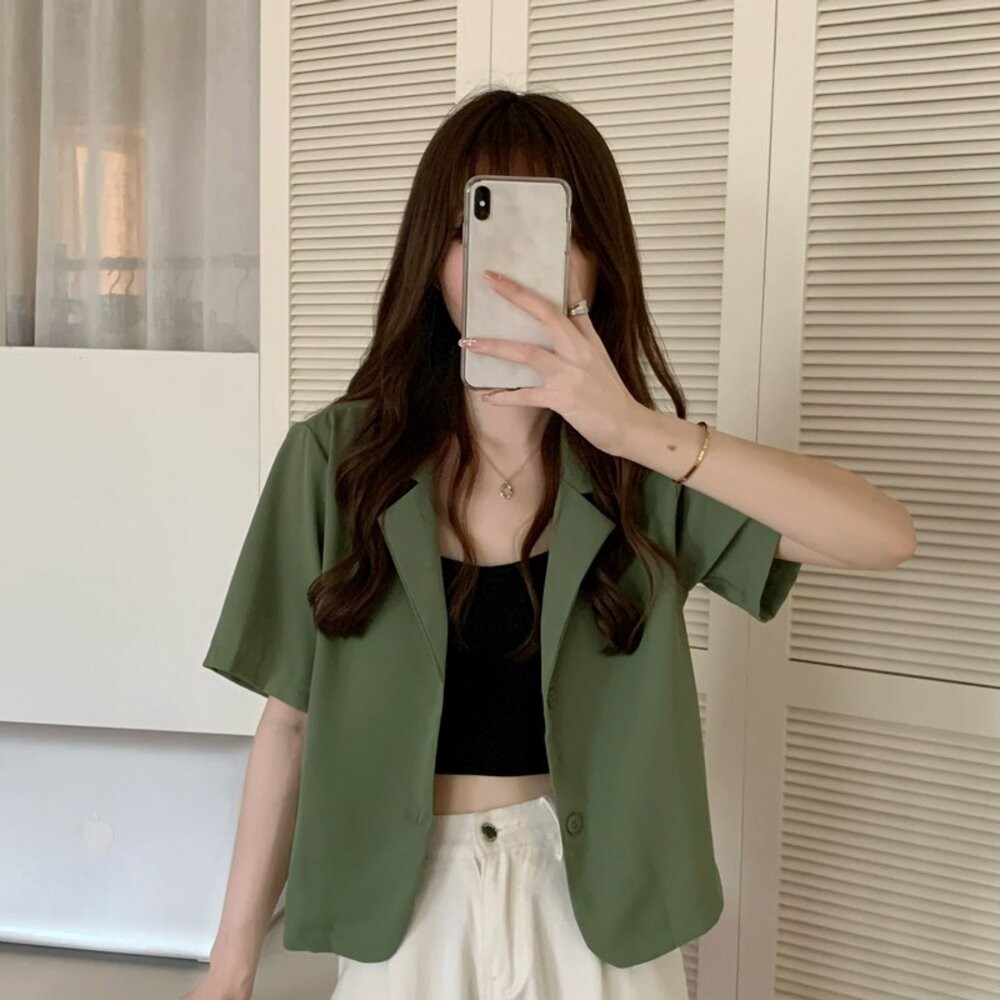 【台灣發貨】韓版短版薄款小西裝外套 外套 防曬外套 女裝 上衣 衣服 【J207】-細節圖8
