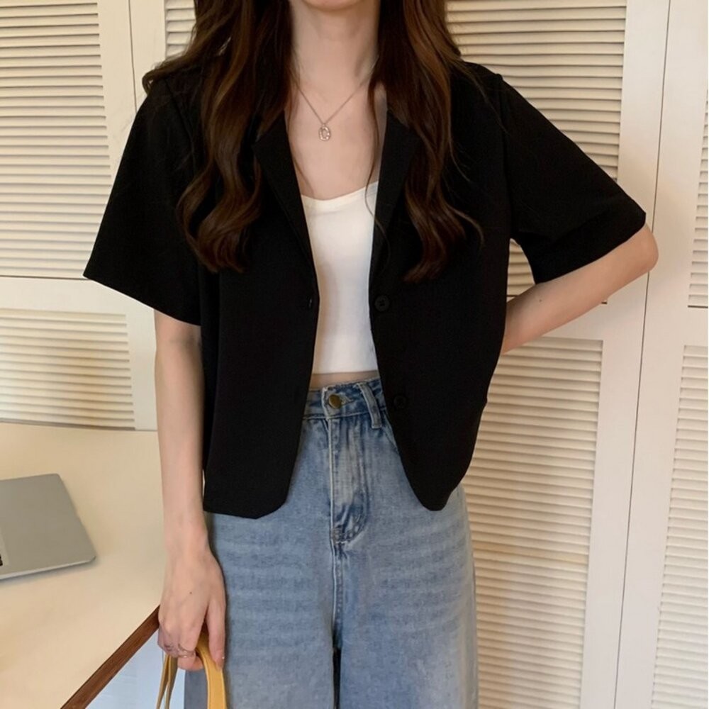【台灣發貨】韓版短版薄款小西裝外套 外套 防曬外套 女裝 上衣 衣服 【J207】-規格圖9