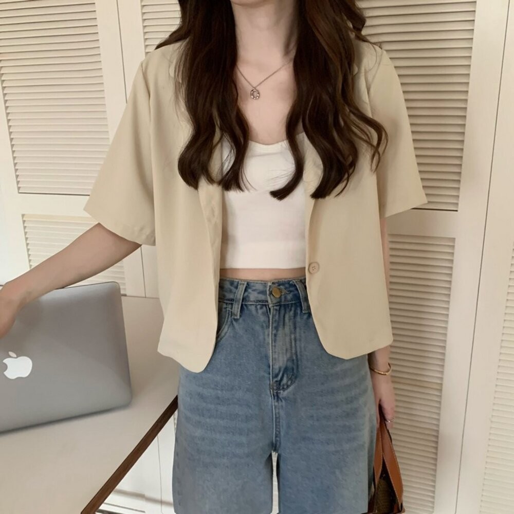 【台灣發貨】韓版短版薄款小西裝外套 外套 防曬外套 女裝 上衣 衣服 【J207】-規格圖9