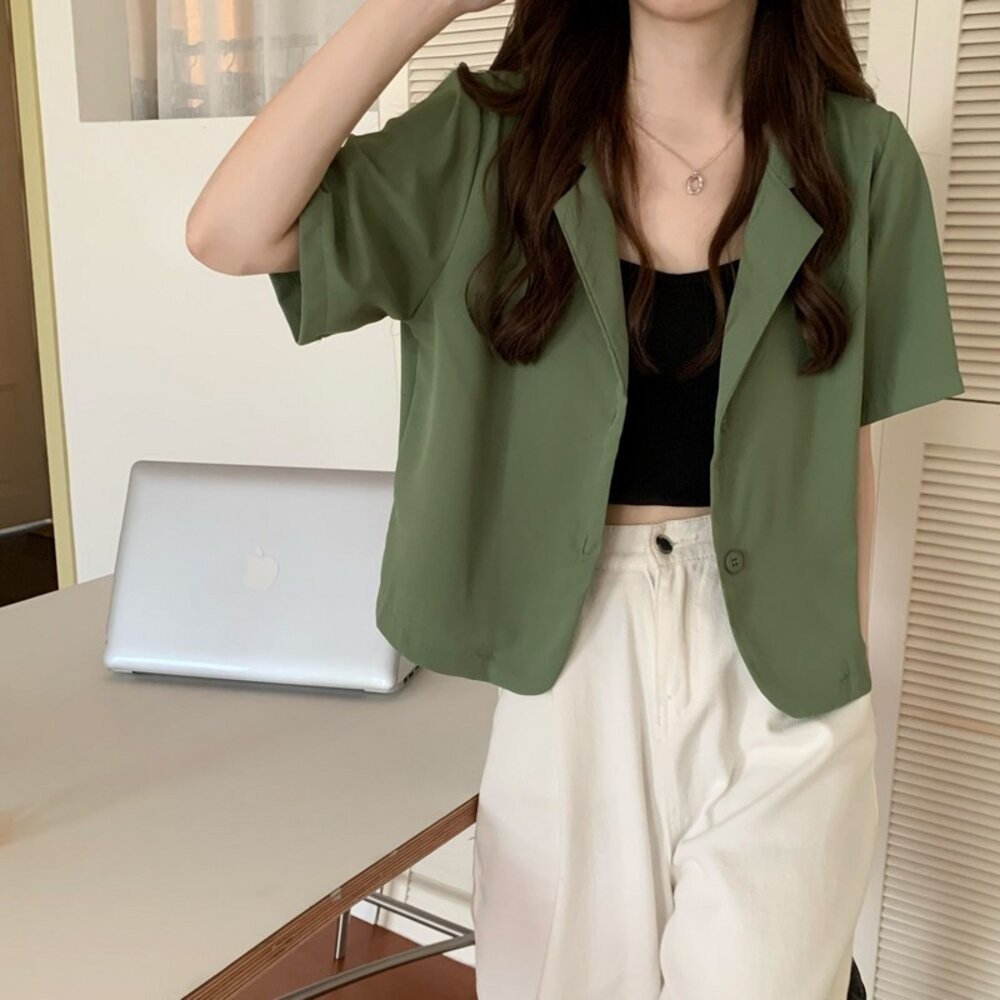 【台灣發貨】韓版短版薄款小西裝外套 外套 防曬外套 女裝 上衣 衣服 【J207】-規格圖9