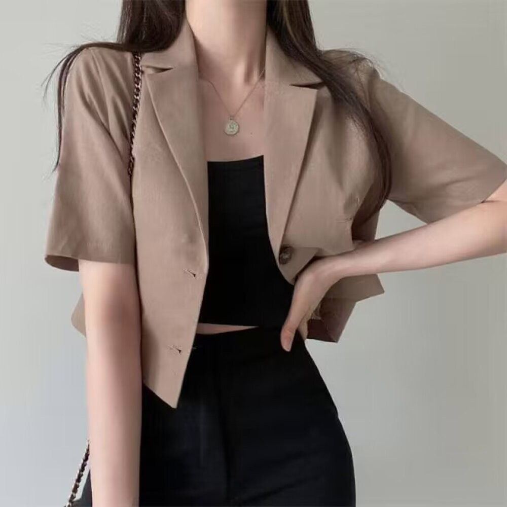 【台灣發貨】韓版短版薄款小西裝外套 外套 防曬外套 女裝 上衣 衣服 【J207】-規格圖9