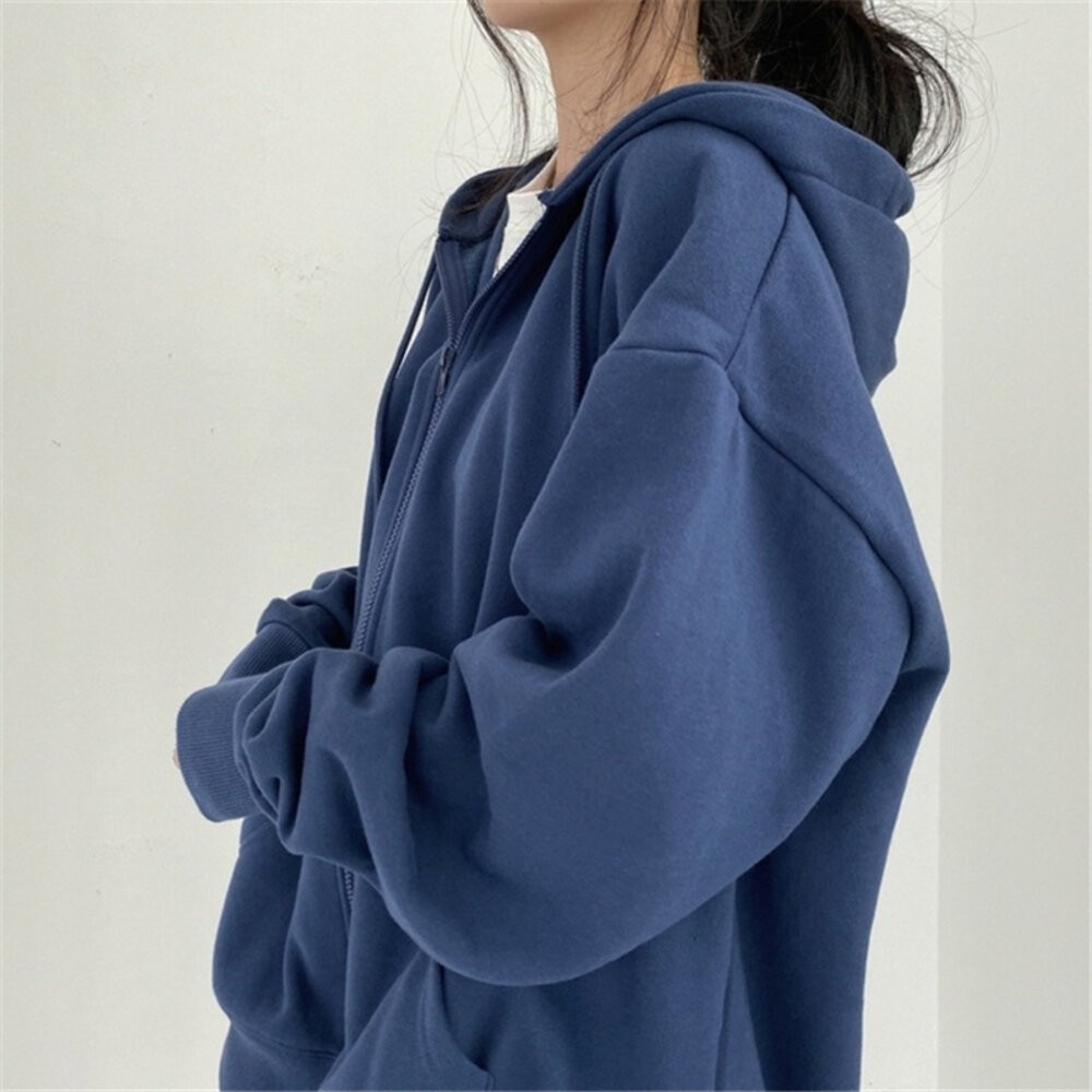 【台灣發貨】韓版寬鬆休閒內刷毛連帽外套 外套 防曬外套 女裝 上衣 衣服 【J32】-規格圖9