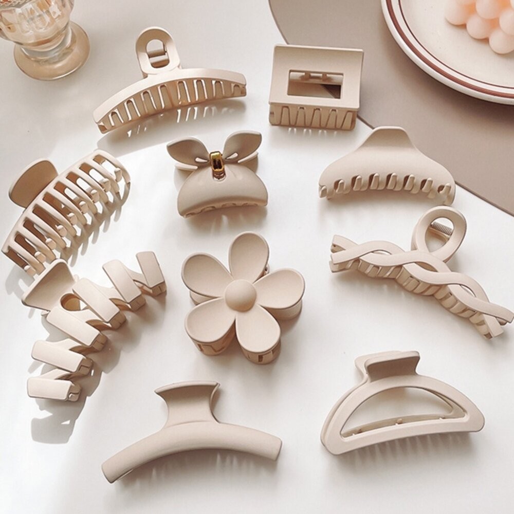 【台灣發貨】韓版百搭交叉鏤空奶茶色系髮夾全系列【N89】-細節圖3