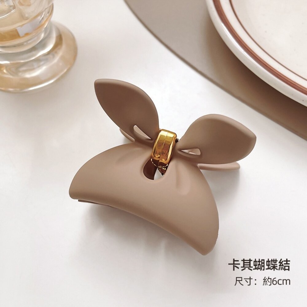 【台灣發貨】韓版百搭交叉鏤空奶茶色系髮夾全系列【N89】-細節圖4