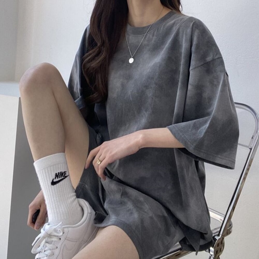 【台灣發貨】韓版小個子炫彩運動套裝 兩件套 衣服 女裝 t恤 短袖t恤 上衣【S181】-細節圖5