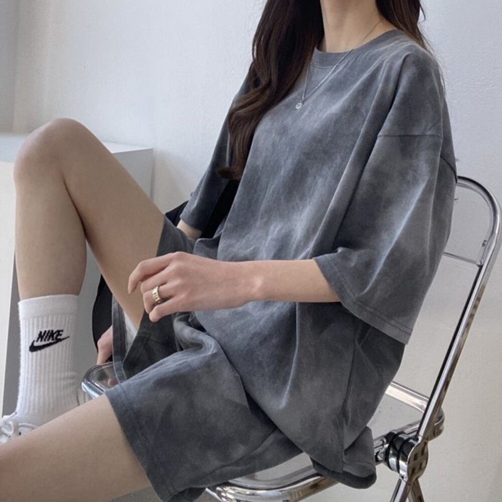 【台灣發貨】韓版小個子炫彩運動套裝 兩件套 衣服 女裝 t恤 短袖t恤 上衣【S181】-細節圖6