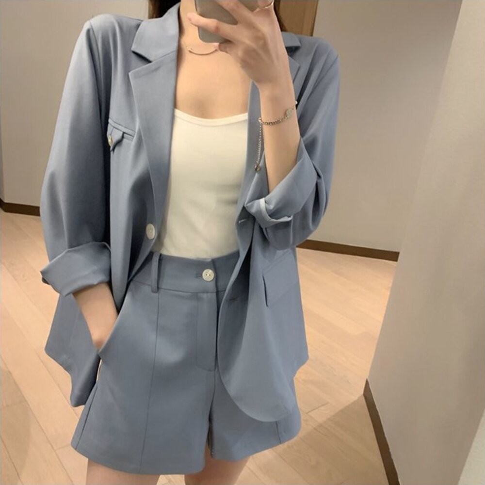 【台灣發貨】韓版洋氣小個子氣質西套裝 兩件式套裝 長袖上衣 長袖t恤 衣服 女裝 上衣 【S178】-細節圖7