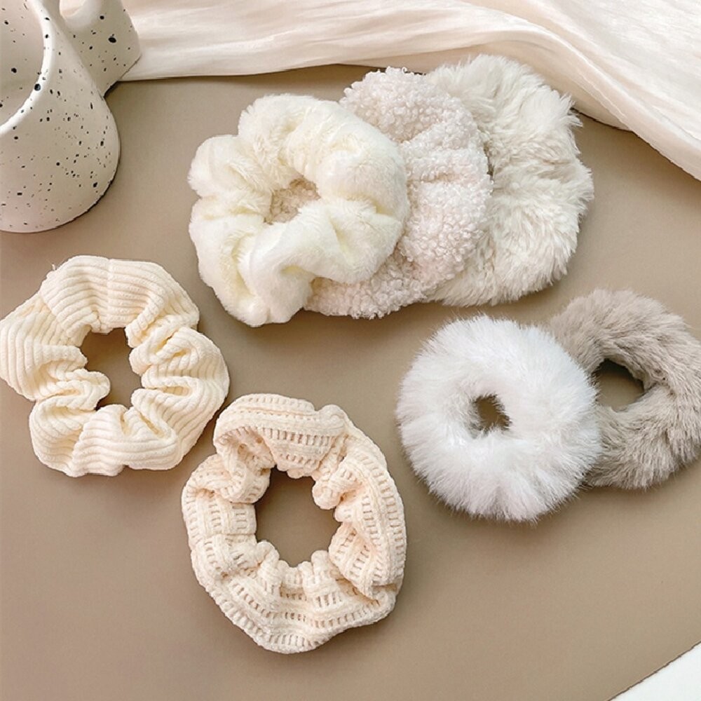 【台灣發貨】韓版多款白色氣質毛絨髮圈【N86】-細節圖2