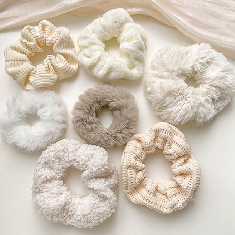 【台灣發貨】韓版多款白色氣質毛絨髮圈【N86】-細節圖4