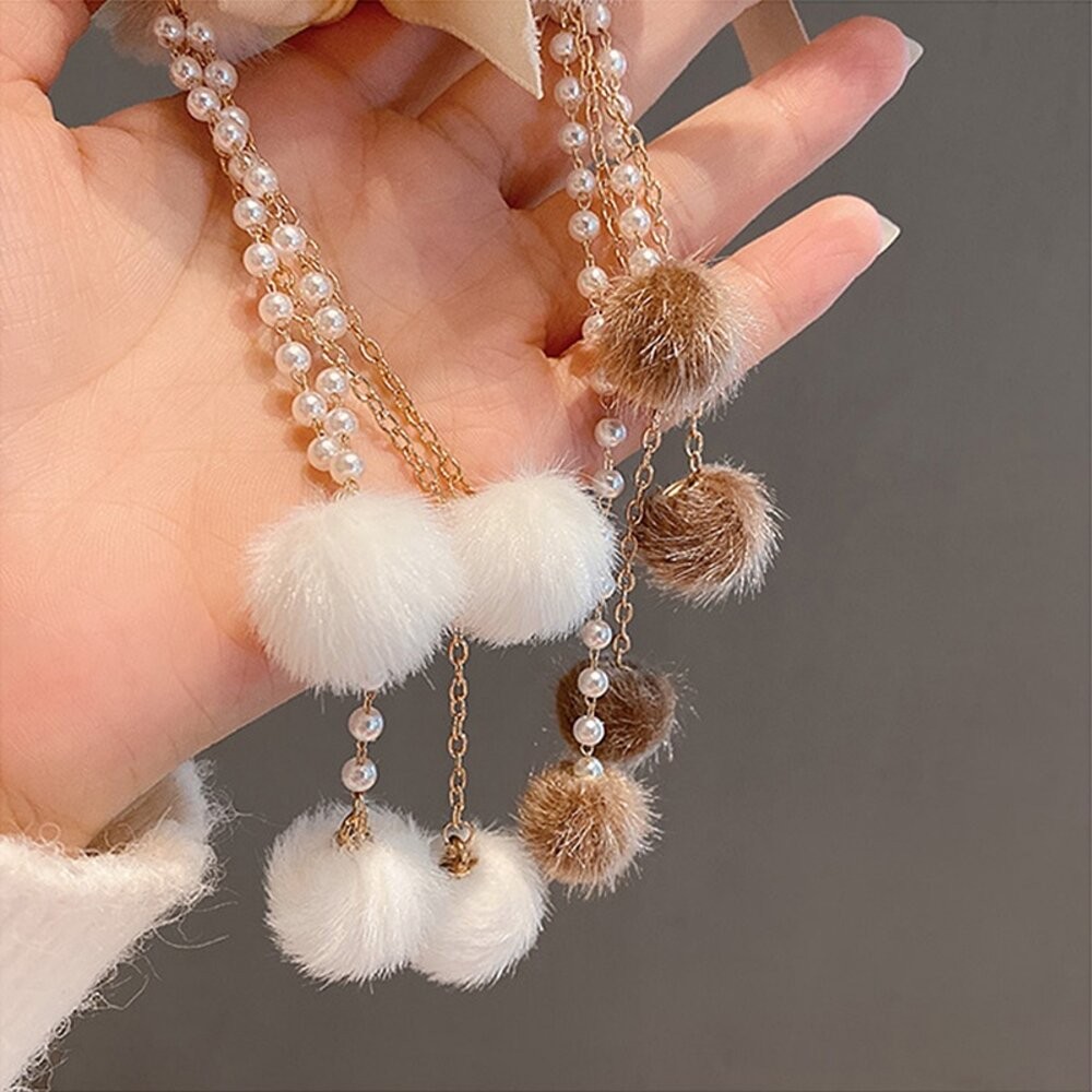 【台灣發貨】韓版毛絨蝴蝶結流蘇髮夾【N78】-細節圖7