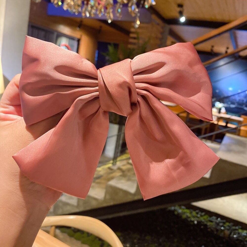 【台灣發貨】韓版奶茶色系大蝴蝶結髮夾【N72】-細節圖7